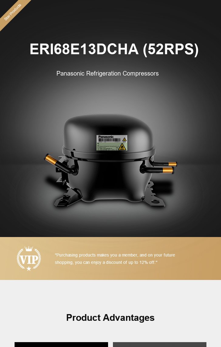 Panasonic Compressor ERI68E13DCHA (52RPS), technical parameters pdf, structure diagram